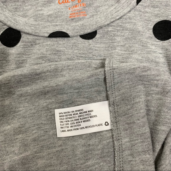 Cat & Jack | Kid’s Grey and Black Polka Dot Tshirt with Sleeve Detail - Picture 7 of 7